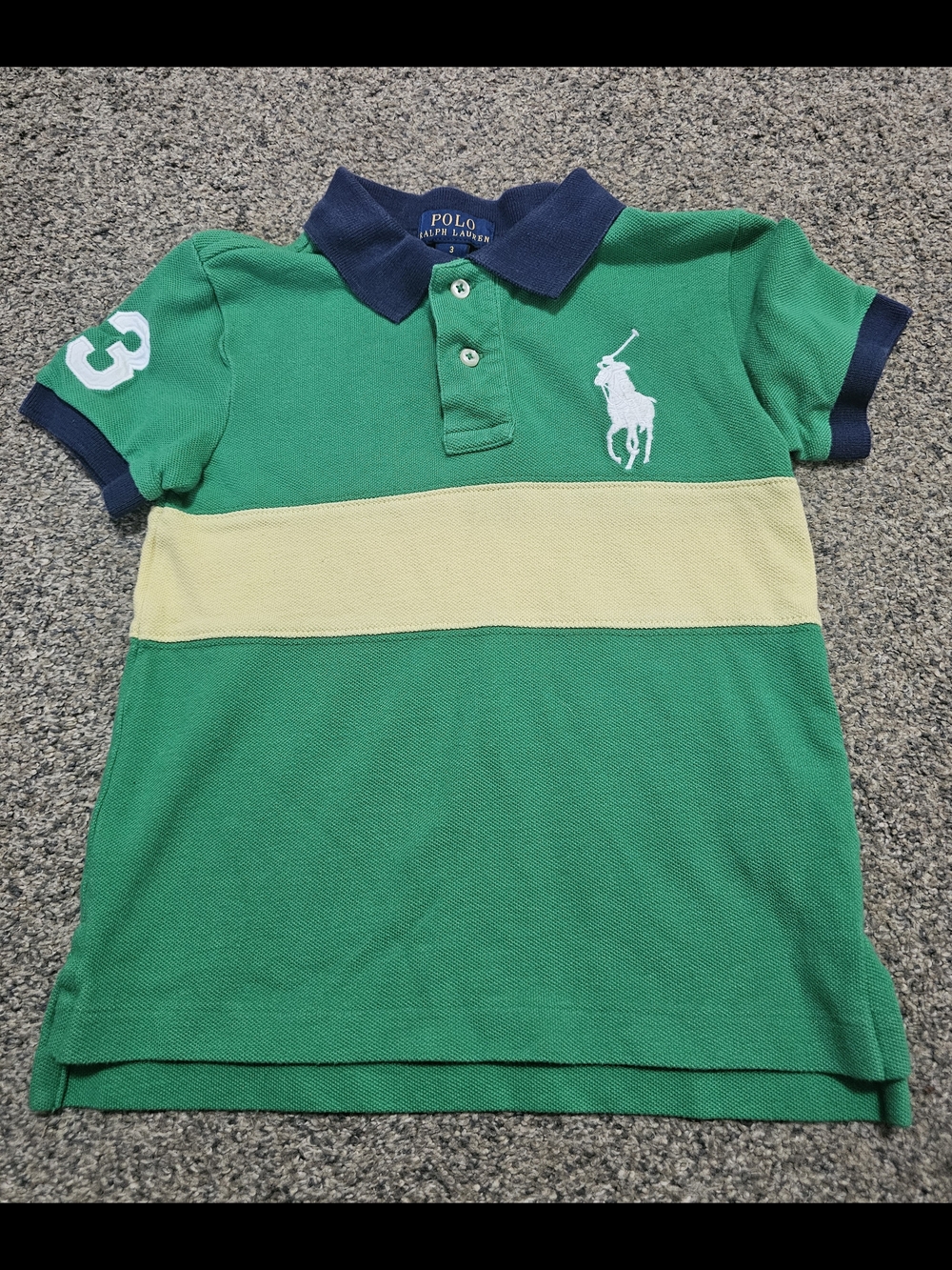Polo by Ralph Lauren Green Polo with Yellow Stripe and Navy Trim